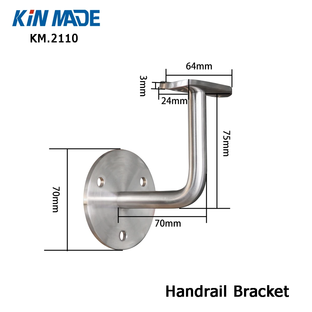 KINMADE Нержавеющая Сталь Настенный 42,4 мм поручень с изогнутыми кронштейнами 1,2 м 4 фута 2,4 м 8 футов 3,6 м 12 футов