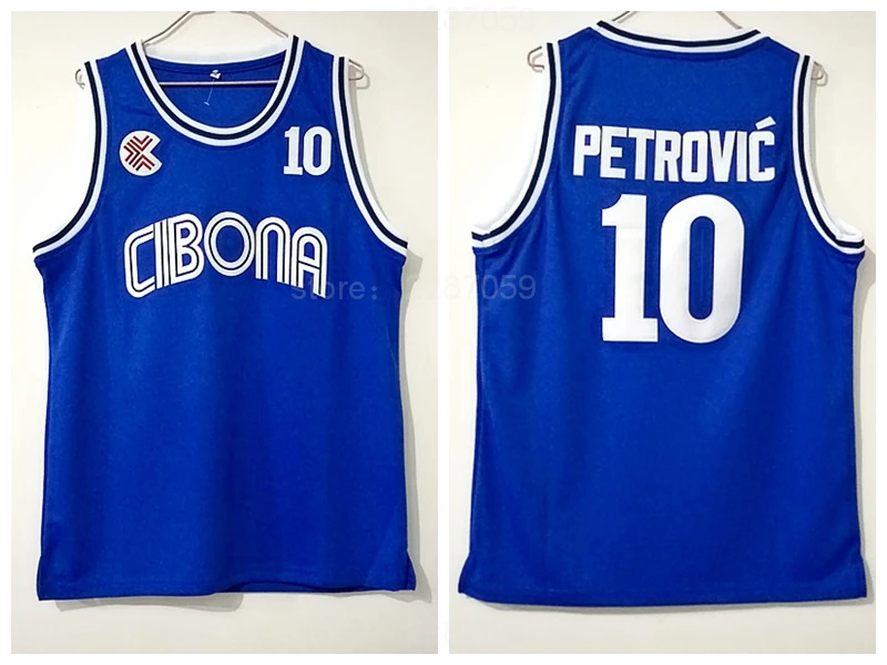 

Ediwallen Drazen Petrovic Jersey 10 Vintage College Baksetball Cibona Zagreb Jerseys Sports Stitching Color Blue Breathable