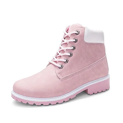 Haisum/женские ботинки из искусственной кожи, большие размеры, яркие цвета, женские полусапожки, ULPINKG-2 - Цвет: Розовый