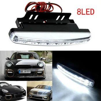 

Auto led light DC 12V 8LED Daytime Driving Running Light DRL Car Fog Lamp Waterproof White car light bulbs feb14
