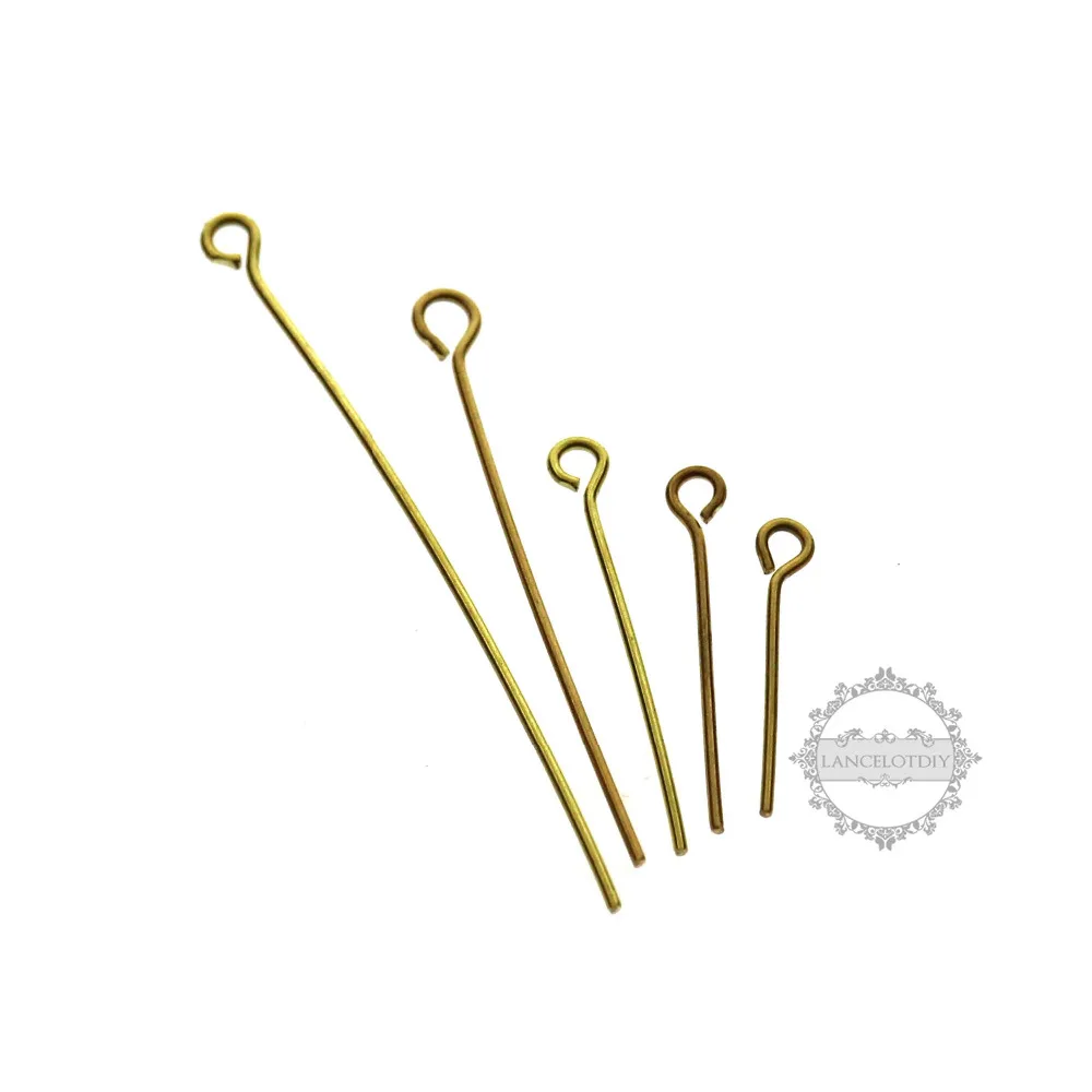 16 80MM 0.7MM 21Guage Raw Brass DIY 9 Pins Eye Pins Jewelry Beading Supplies Findings 1510004