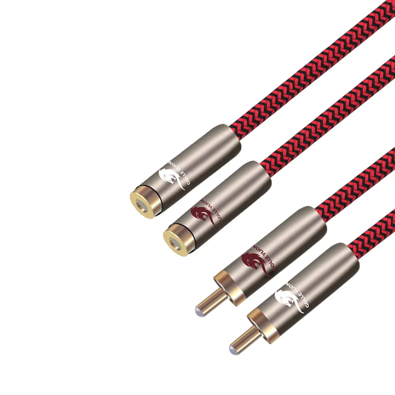 HIFI двойной RCA штекер к двойному гнездовой разъем аудиофил Экранирование 2 кабель