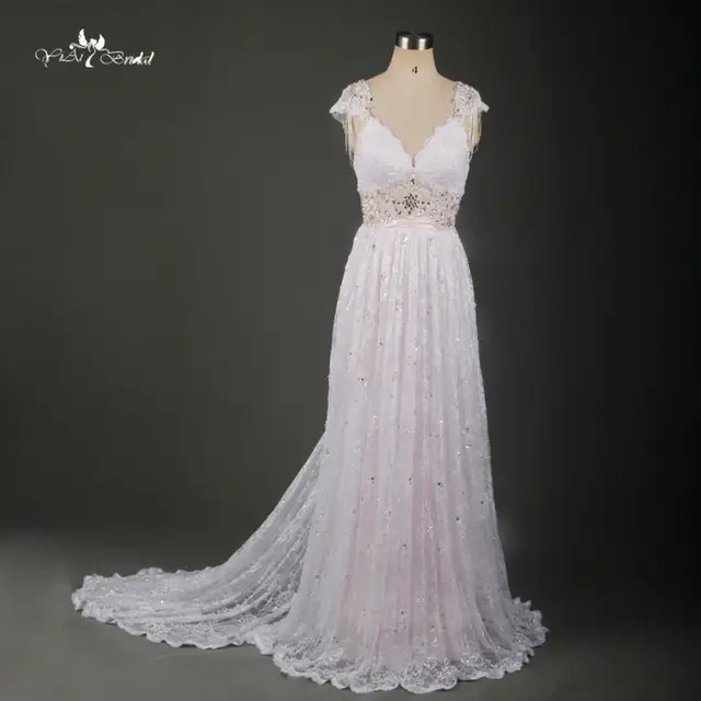 Tw0171 Blush Pink Simple Removable Train Beach Wedding Dresses