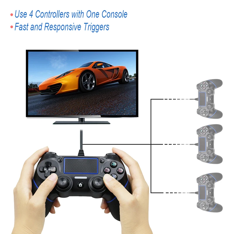 Price USB Wired Gamepad for Playstation 4 Joystick Gamepads Double Shock Joypad for PC For PS4 Controller 2.2M Cable For PS3 Console