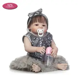 NPK 57 см полное Силиконовое боди Reborn Girl Baby Doll Игрушки для ванны реалистичные принцесса кукла "малыш" Девочка Brinquedos Bebe возрожденная менина