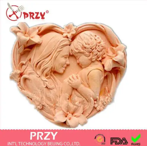 

3D Silicone handmade Soap/Candle cake decoration Mold baby with mother