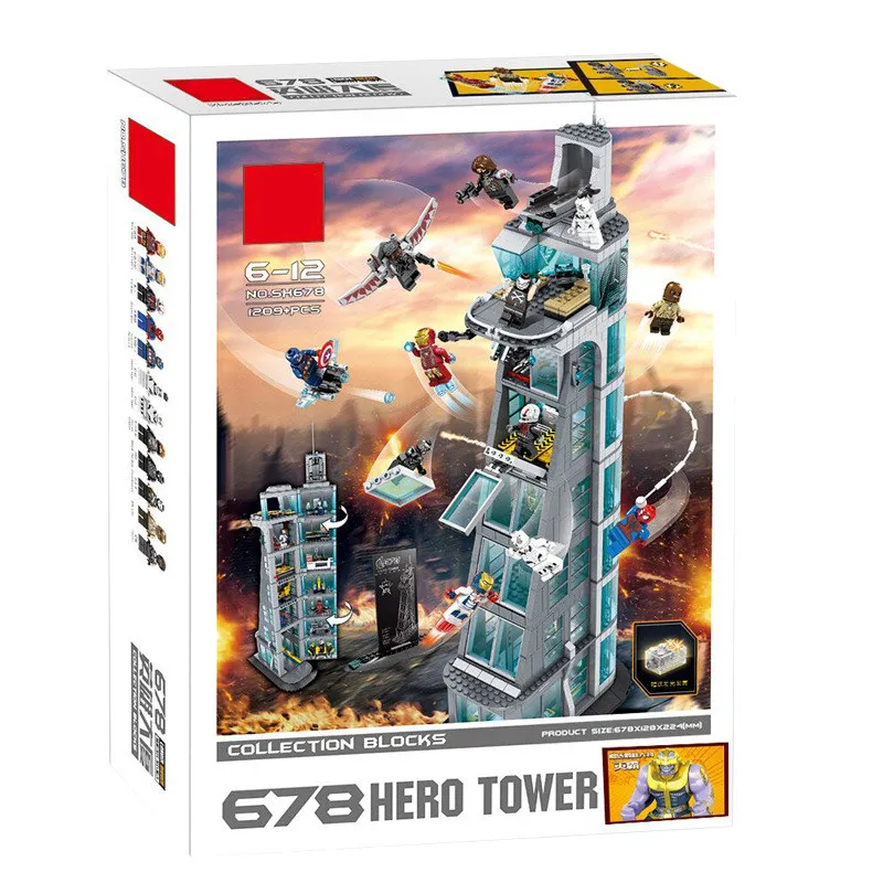 

New Upgraded Version SuperHeroes ironman marvel Avenger Tower fit legoings Avengers gift Building Block Bricks boy kid gift Toy