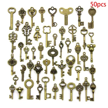 

50pcs/lot Antique Bronze Zinc Alloy Small Love Key Charms For Handmade Diy Jewelry Findings Accessories