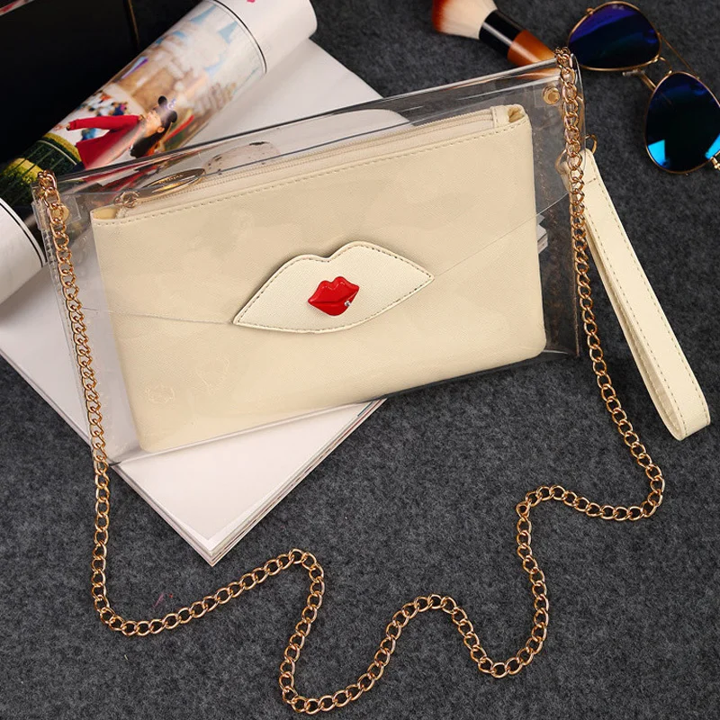 Fashion Woman See Through Bags Designer Handbag Pvc Transparent Fashion Woman See Through Bags Designer Handbag Pvc Transparent Envelope Clutch Lady Chain Shoulder Bag In Clutches From Luggage On Aliexpress