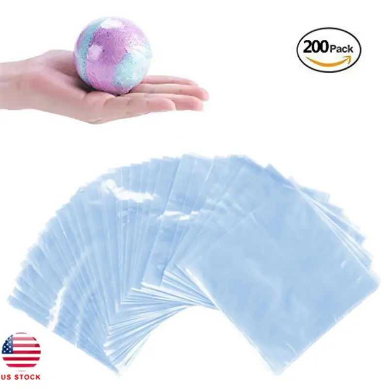 200 Pcs 6X6 inch Waterproof POF Heat Shrink Wrap Bags for Soaps Bath Bombs and DIY Crafts(Transparent