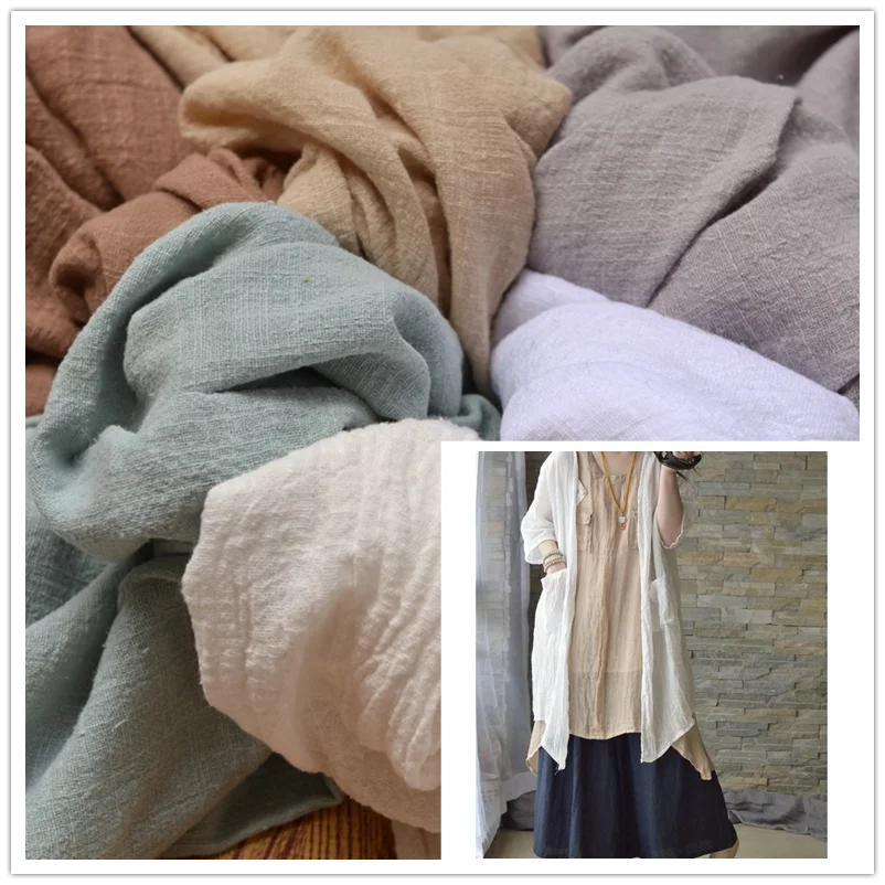 

SOFT Slub Fabric for PatchworkSolid Color Dyd Linen Cotton Fabrics for Sewing Dress Skirt Baby's Cloth Tissus Telas 50x135cm