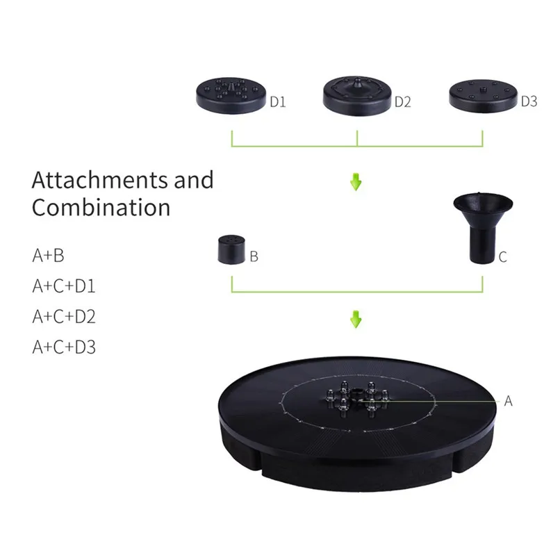 Solar Power Pump Bird Bath Fountain Water Floating Pond Garden Patio Decor Garden Patio Decoration 30-45cm range #4P08 (5)