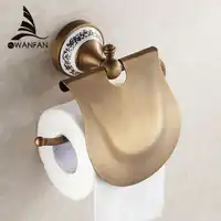 Paper Holders Antique Finish Paper Holder Tissue Roll Holder Wall Mounted Brass Construction Bathroom Accessories HJ-1807F