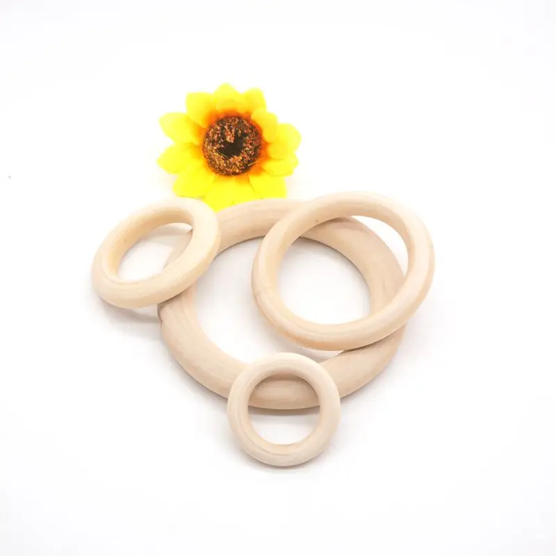 

Chenkai 100PCS 5.5cm Natural Wood Unfinished Wood Rings Wooden Teethers For DIY Infant/Baby Necklace Bracelet Accessories