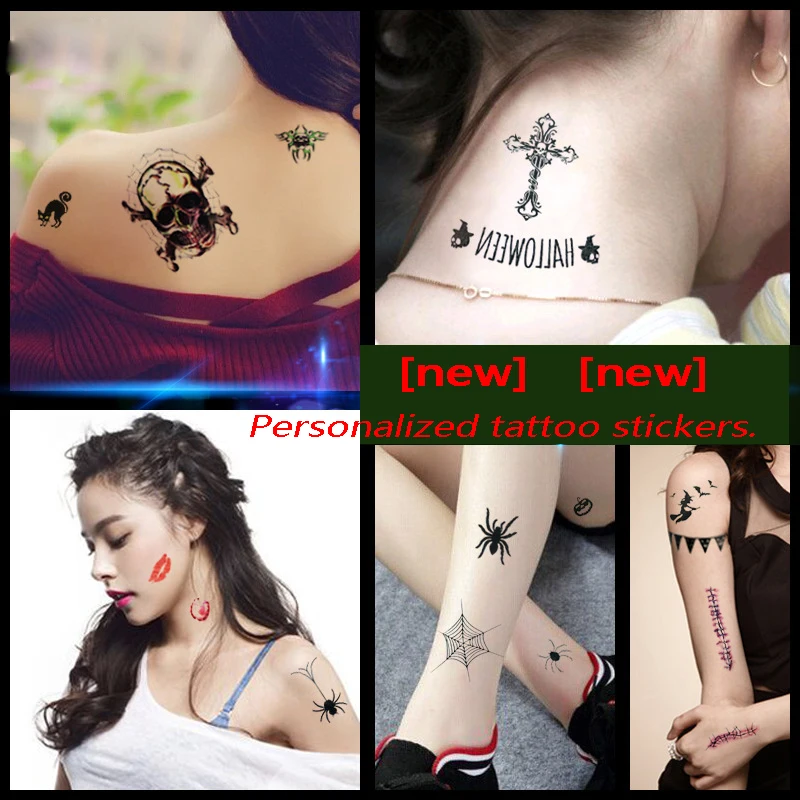 

Halloween Horror Funny Tattoo Sticker Scratch Bite False Wound Needle Scar Zombie Vampire Scar Sticker Stationery Scrapbooking