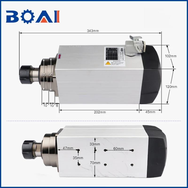 HQD 4.5kw квадратный с воздушным охлаждением Электрический шпиндель гравировальный станок Высокая скорость деревообрабатывающий шпиндель мотор четыре подшипника