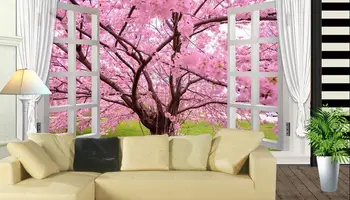 

custom 3d wallpapers for wall Cherry tree natural scenery wallpapers for living room 3d stereoscopic wallpaper