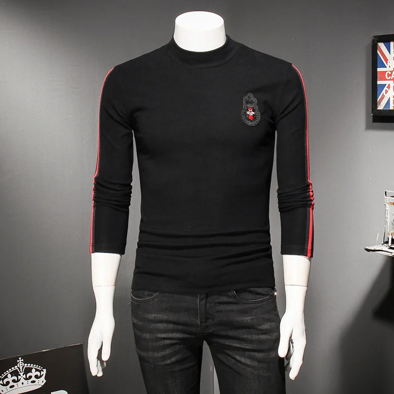 

Top Quality Famous Designer US Men T-shirts Fashion 2019 Autumn Winter Thick Long Sleeve Male T Shirt Big Yards M-5XL 8327