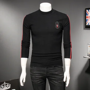 

Top Quality Famous Designer US Men T-shirts Fashion 2019 Autumn Winter Thick Long Sleeve Male T Shirt Big Yards M-5XL 8327