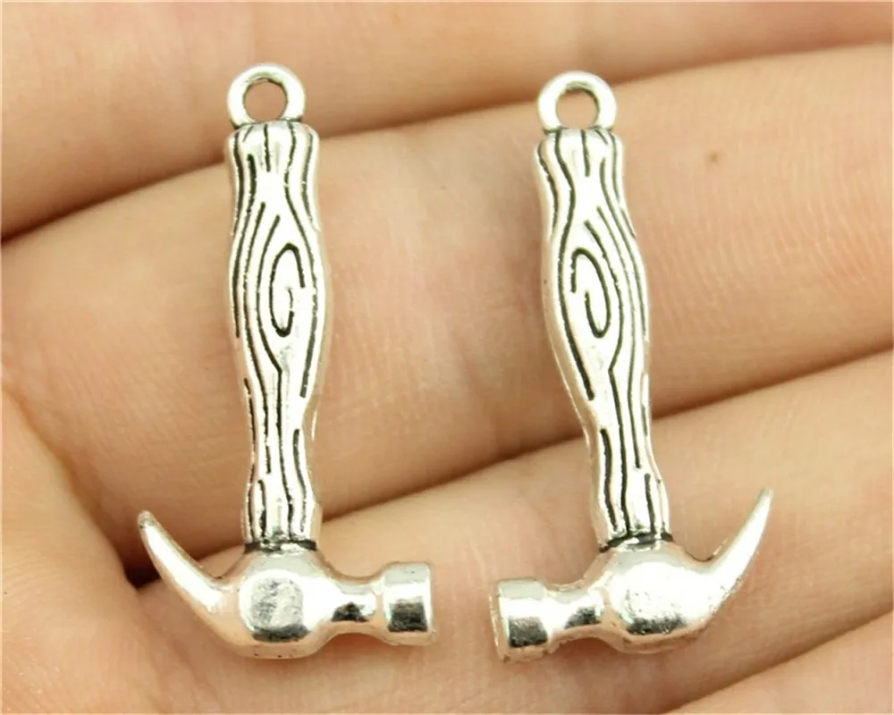 WYSIWYG 6pcs 31x15mm Pendant Hammer Tool Hammer Charm Pendants For