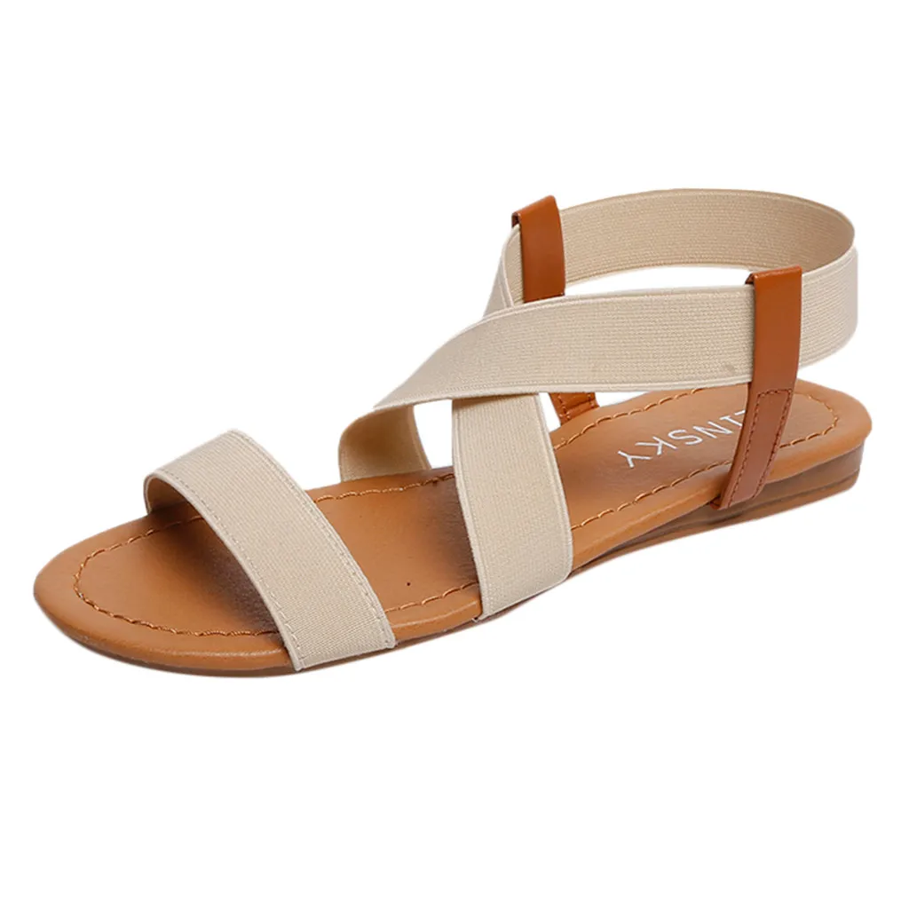 

sandalias mujer 2019 Women Low Heel Anti Skidding Beach wimen's shoes woman Cross Strap Sandals Peep-toe Sandals #3