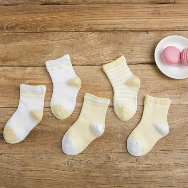 США 5 пар новорожденных детей для маленьких мальчиков и девочек хлопок младенческой малыш мягкие носки с вентиляцией в полоску