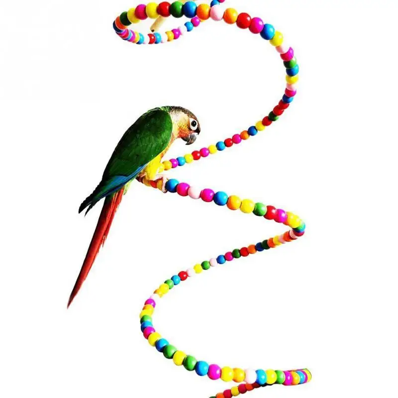 

New Multicolor Wooden Ladder Swing Exercise Rainbow Parrot Parakeet Ladder Hamster Toy Beads Parrot Birds Toys Cage Decoration