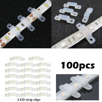 

Fixer Clip LED Strip Light 100pcs Durable Silicon Fastener 5050 5630 Home Decor Soft Fixer Silicon Clip Clear Fix RGB Accessory