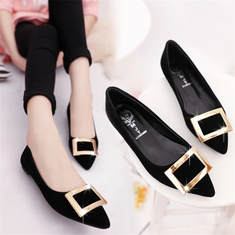 

Women's casual shoes office in 2017 with new spring fashion metal button women shoes casual shoes breathable minimalist Flat
