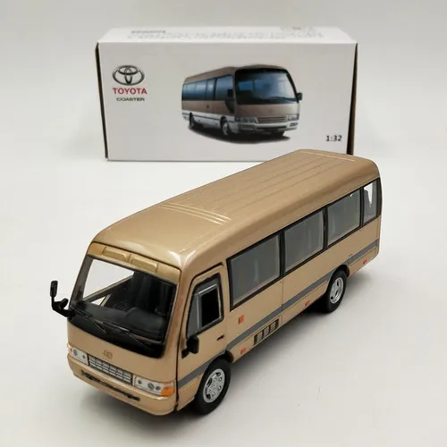 1:32 Toyota Coster сплав Бизнес автобус модель звук и светильник двери игрушечный фургон детские подарки - Цвет: Сиренево-синего цвета