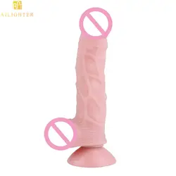 Кожу фаллоимитатор 7,5 дюймов мягкие Пенис с присоской большой фаллоимитатор член для взрослых интимные игрушки для женщин, вагинальный