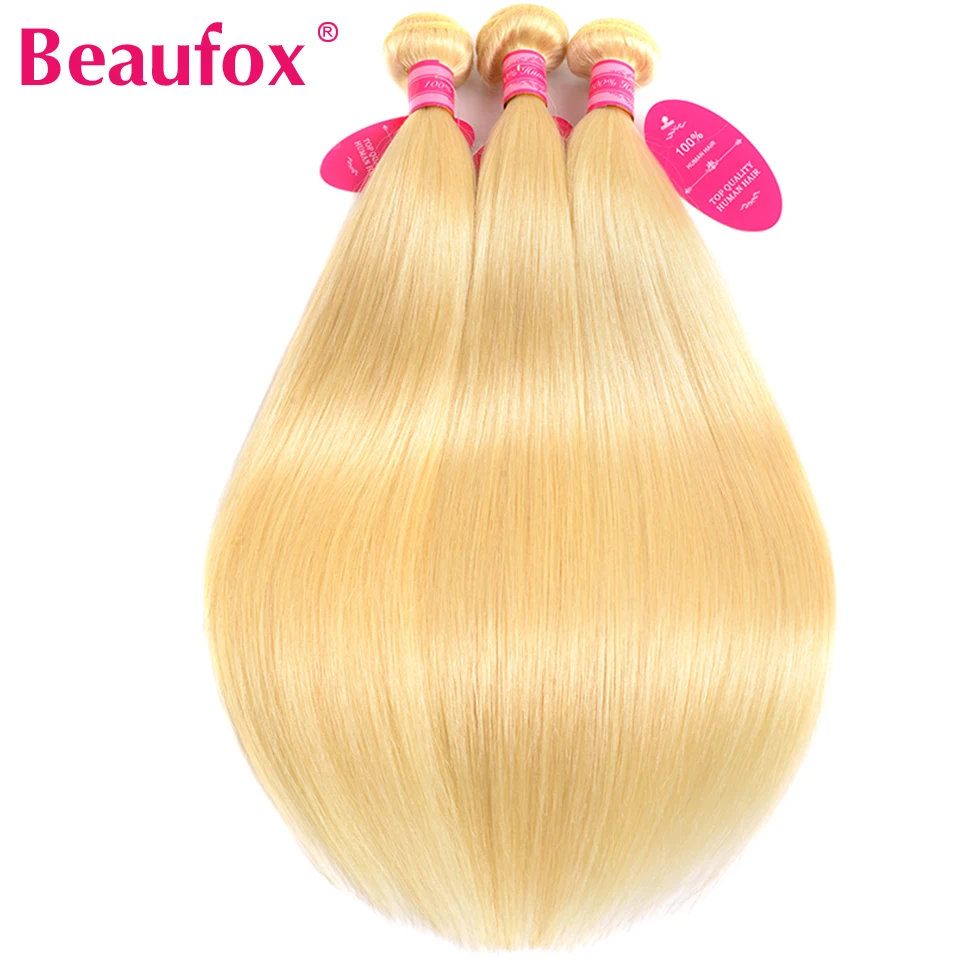 Beaufox 613 Blonde Straight Hair 4 Bundles Brazilian Straight Human Hair Weave 613 Bundles Remy Brazilian Hair Extension