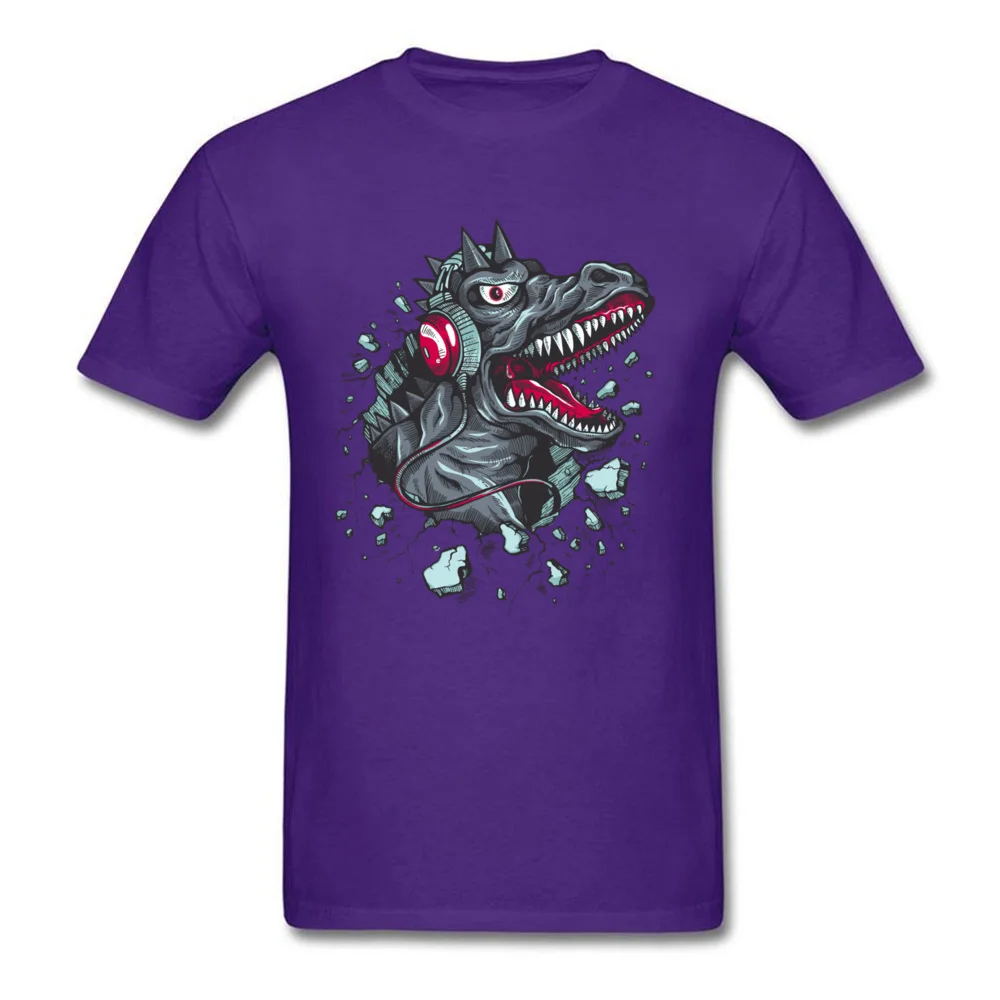 Funny Music Dino Tops Shirt for Boys Funny Fall Crewneck 100% Cotton Short Sleeve T-Shirt Design Tee Shirts Drop Shipping Music Dino purple
