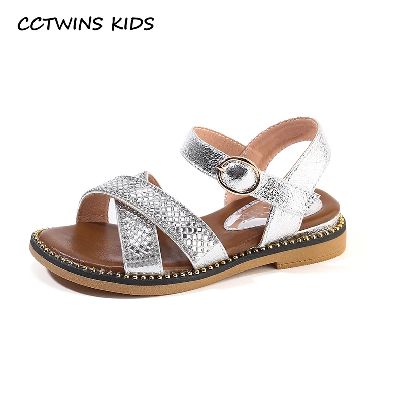 

CCTWINS Kids Shoes 2019 Summer Girls Fashion Rhinestone Party Dress Shoe Toddler Children Flat Princess Baby Casual Sandal PS572