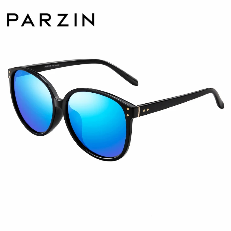 Поляризованные солнцезащитные очки для женщин PARZIN, бренд-дизайн, большие оправы, классические ретро-очки с овальной оправой, цветные линзы с зеркальным покрытием - Цвет линз: Blue
