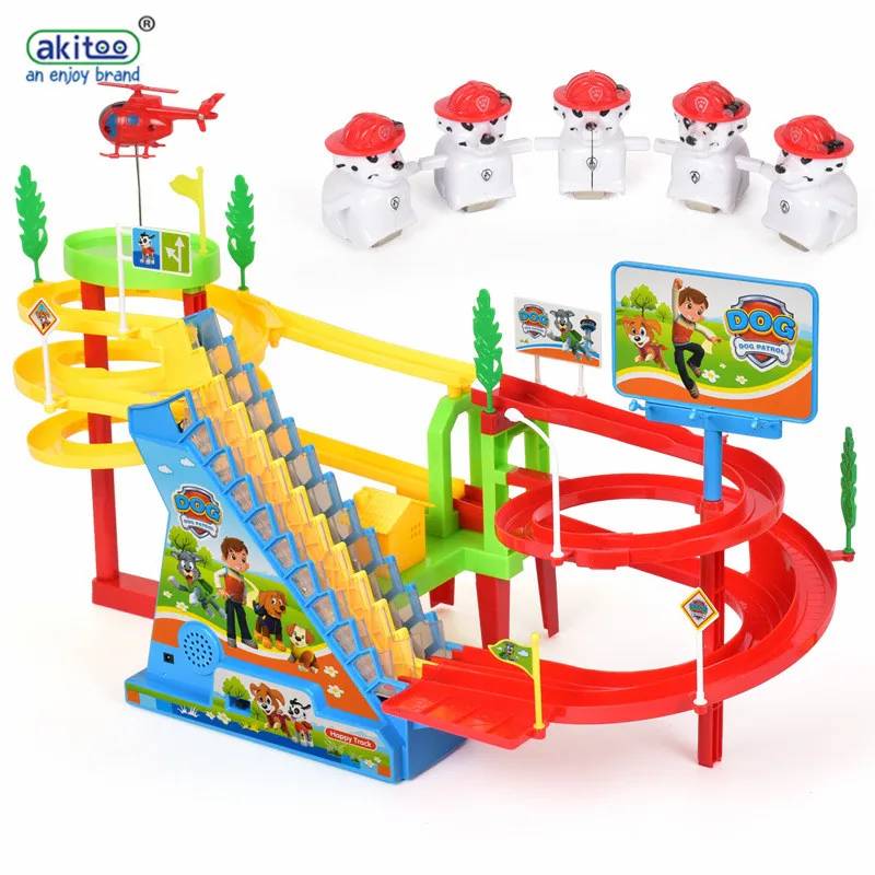 Akitoo 1074 Rail игрушечный автомобиль горка сборка Электрический подъем вверх по