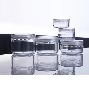 

100pcs 10g Plastic Cream Jar Empty Cosmetic Container Clear Makeup Sample Packaging Glitters Powder Packing Pots Tin Containers