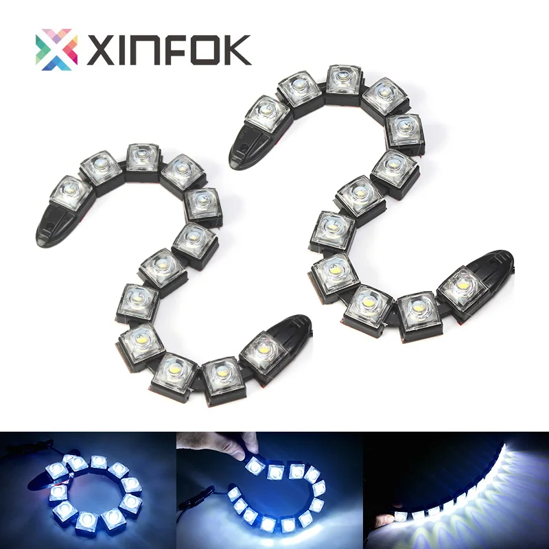Car LED Flexible DRL 2PCS Strips DC 12V 6000K White Plastic External Daytime Running Lights | Автомобили и мотоциклы