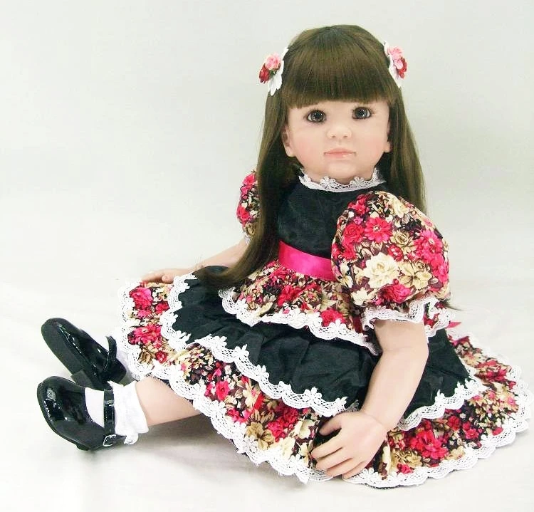 Bebe reborn 60 см девочка кукла реборн силиконовая Мягкая ткань тело дети игровой дом DIY игрушки куклы Новорожденные коричневые глаза reborn принцесса