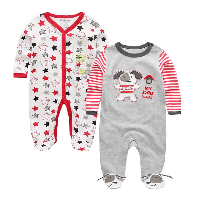 Комплект одежды из 2 предметов для новорожденных; серый хлопковый комбинезон для мальчиков; одежда с рисунком медведя; детские пижамы; комбинезоны с длинными рукавами; комплект одежды для маленьких девочек - Цвет: Baby Clothes19