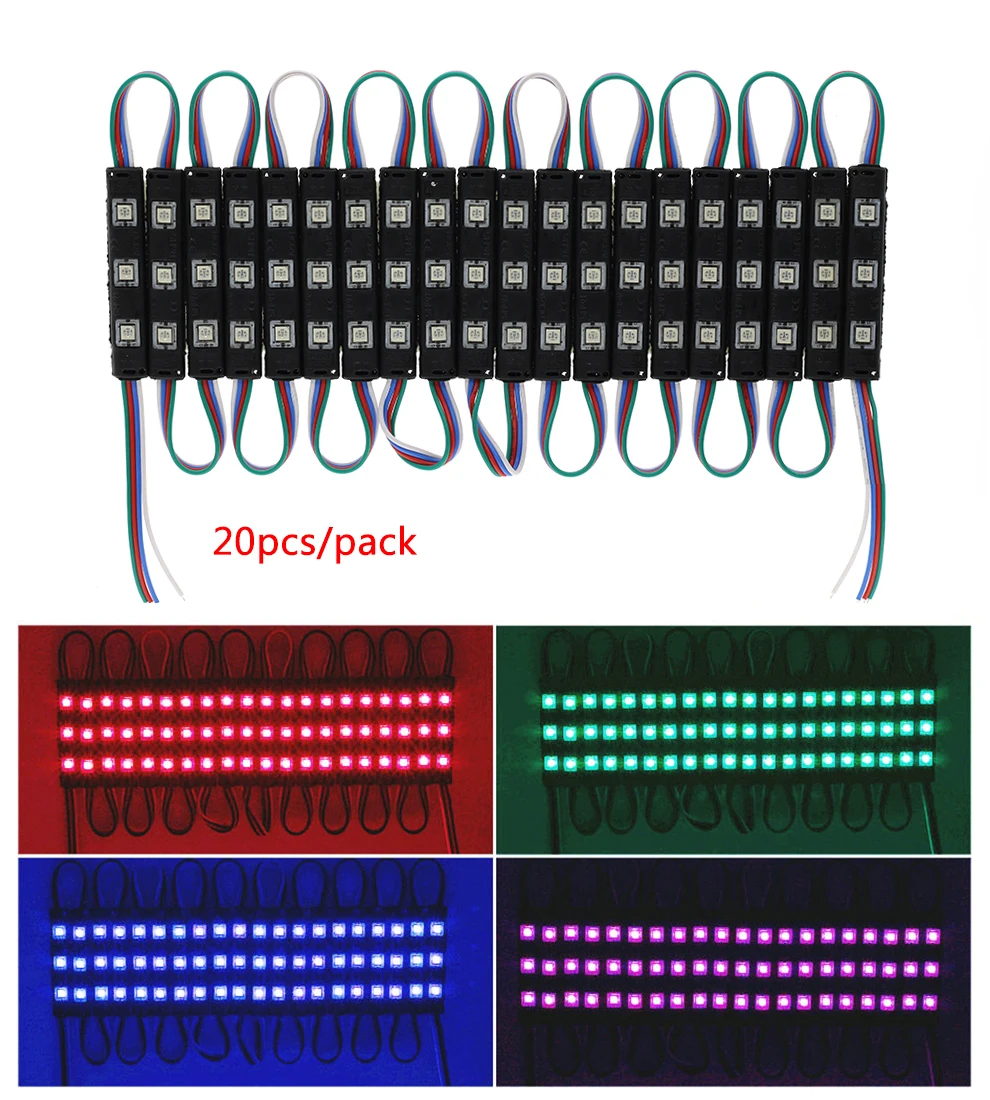 Светодиодный модуль DC12V 5054 5050 SMD 3 светодиодный s RGB водонепроницаемый светодиодный модуль для наружной рекламы светящиеся знаки лайтбокс 20 шт./лот