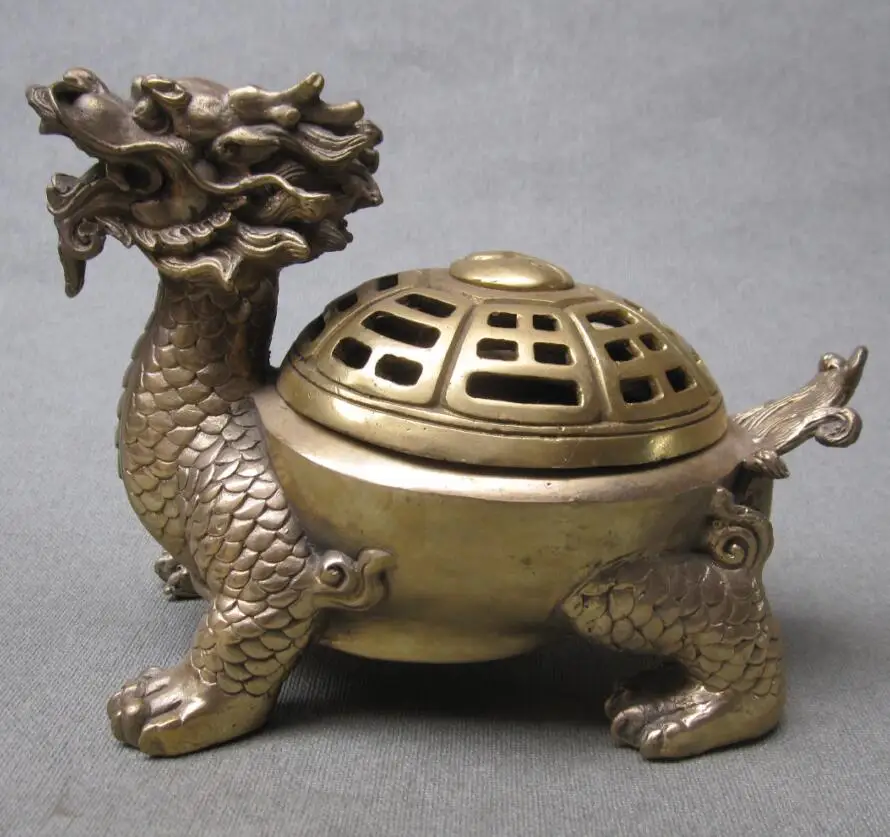 Chinese ancient dragon turtle brass incense burnerin Incense & Incense