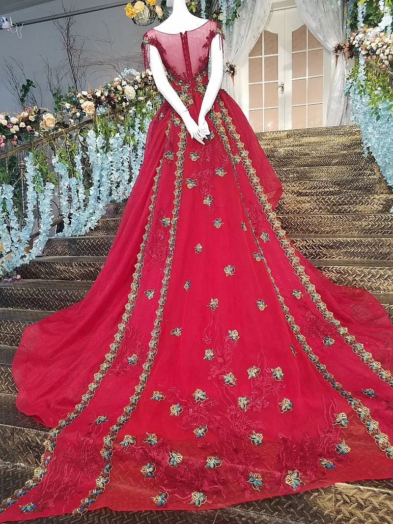 Красное короткое платье для выпускного вечера с аппликацией бисером и рукавами-крылышками на молнии сзади Вечерние платья robe de soiree настоящие фотографии