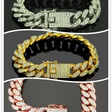 Мужские циркониевые теннисные браслеты-цепочки, американские кубинские звенья, золото, серебро, медь, материал, Iced Out CZ, хип-хоп, шикарные женские ювелирные изделия