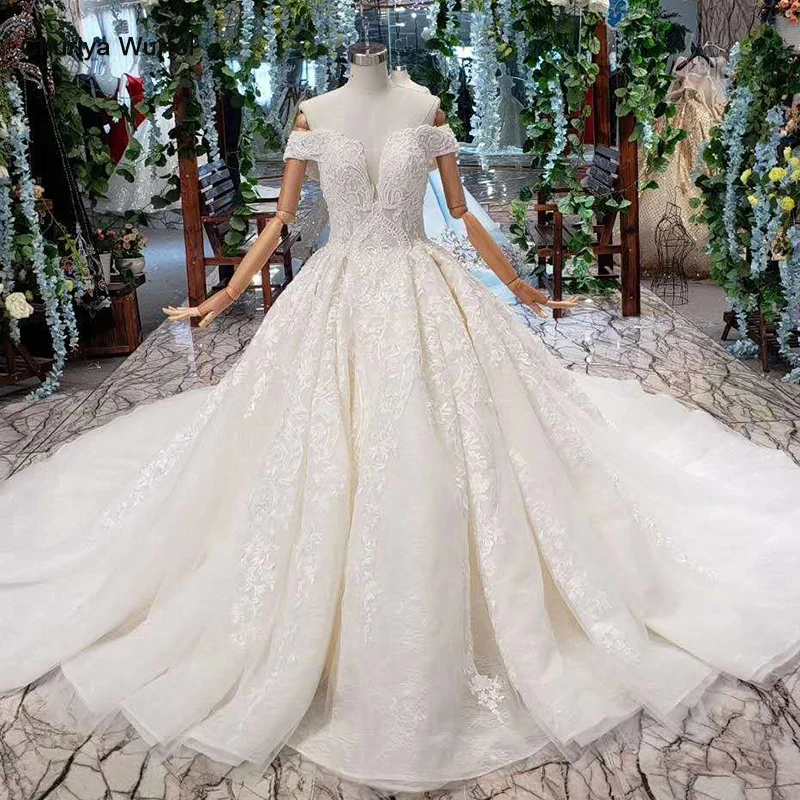 

HTL178G new popular wedding dresses 2019 sweetheart appliques lace up princess wedding gowns with 150cm train vestido de noiva