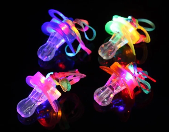 8*5cm Colorful LED Flashing Pacifier Soft Light Up Toy Necklace Glowing