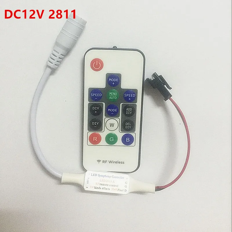 1 шт. DC5V WS2812B или DC12V WS2811 led2013-x Беспроводной РФ цифровой Цвет контроллер с 300 видов эффектов RGB LED модули газа