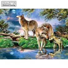 Полный квадратный алмаз 5D DIY Алмазная картина фото на заказ "Ночной Волк" 3D вышивка крестиком Мозаика Декор