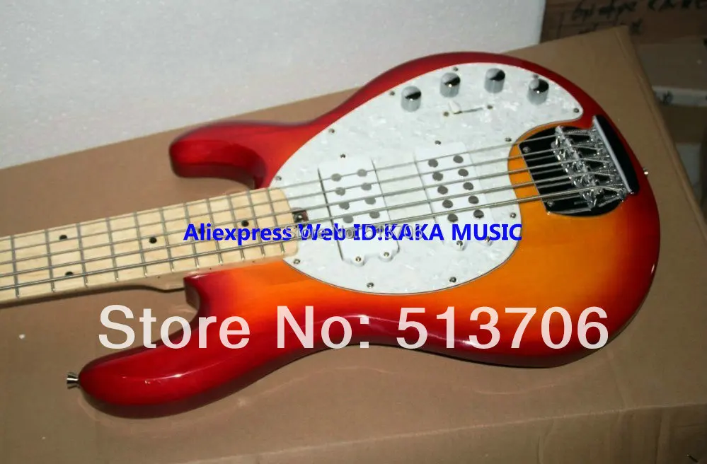 Cherry Burst Music Man StingRay 5 Electric Bass Maple Fingerboard Free Shipping Cherry Burst Music Man StingRay 5 Electric Bass Maple Fingerboard Free Shipping