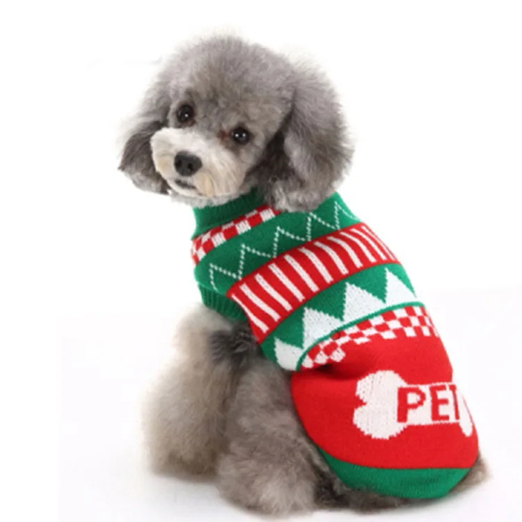 Милая Рождественская домашняя собака свитер для кота вязаная одежда крючком зимняя одежда для собак куртка для щенка маленький собачий пуловер одежда с капюшоном